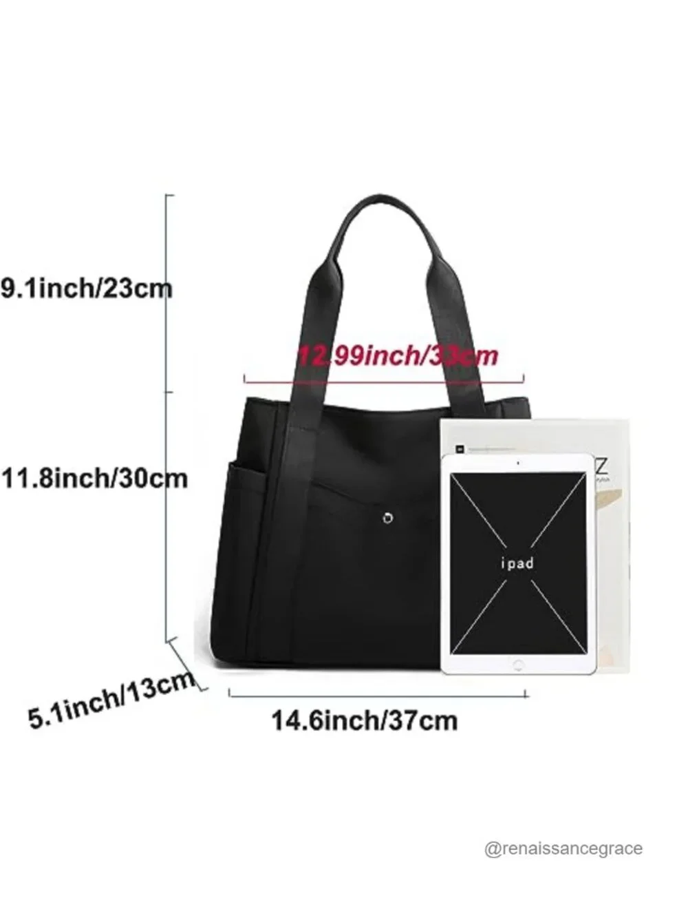 Women's Nylon Tote Shoulder Bag Multi-Pocket Shopper Handbag Large Capacity